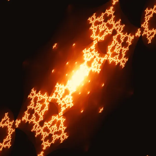 Twin-wing torch — A bright diagonal core burns between two symmetrical, snowflake-lace wings against the dark.
