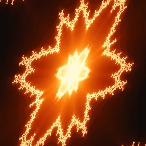 Crown-of-thorns halo — A jagged ring of thorny filaments encloses a dark moat, with a white-hot star burning at the center.
