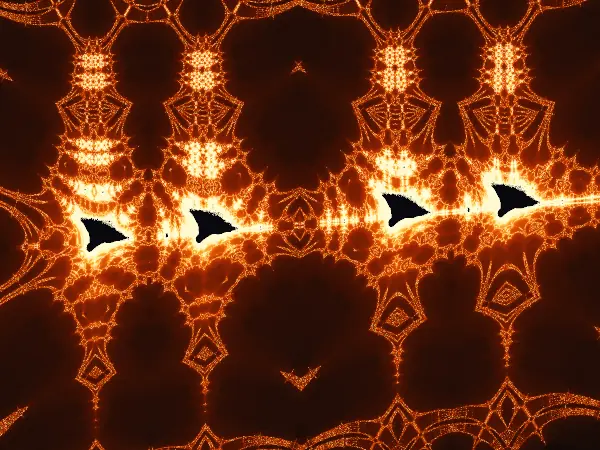 Four-ship armada — Four dark ships sail in formation along a glowing horizon, each topped with a tall, lacy mast and anchored by a diamond-shaped reflection below.