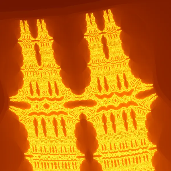 Intricate branching filaments at the top of the mast of the largest Burning Ship