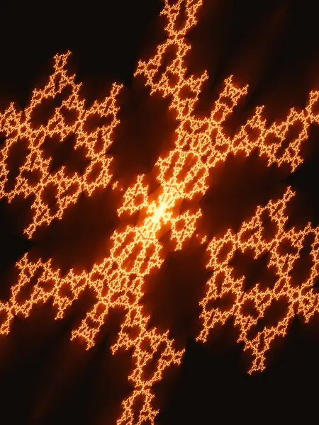 Snowflake plasma cross — Four glowing arms meet at a bright crossroads, with intricate, snowflake-like bastions filling each of the four corners.