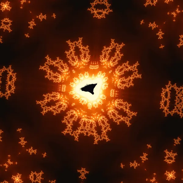 Jacobian-unskewed view of the period-15 eastern sail embedded quasi-Julia set forming an eight-petalled sunflower crown