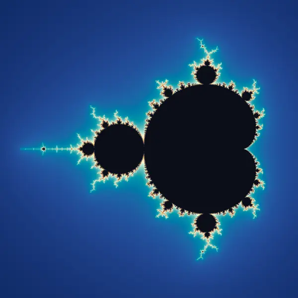 Main cardioid of the Mandelbrot set colored with continuous logarithmic escape-time smoothing