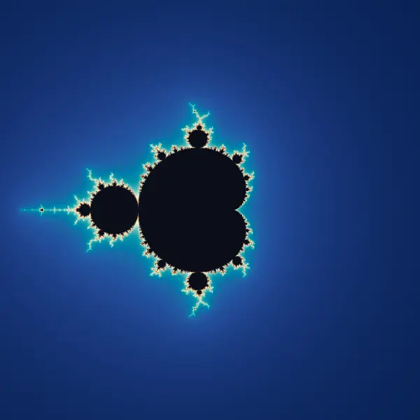Full Mandelbrot set world overview within the escape radius of 2 from -2.2 to 2.2